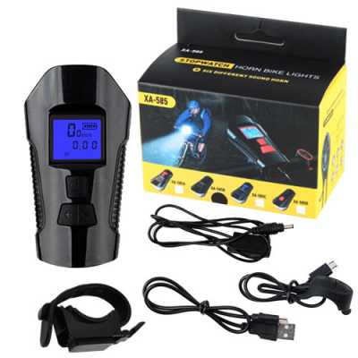 Велосипедный звонок + компьютер + велофара XA-585 ЗУ micro USB,